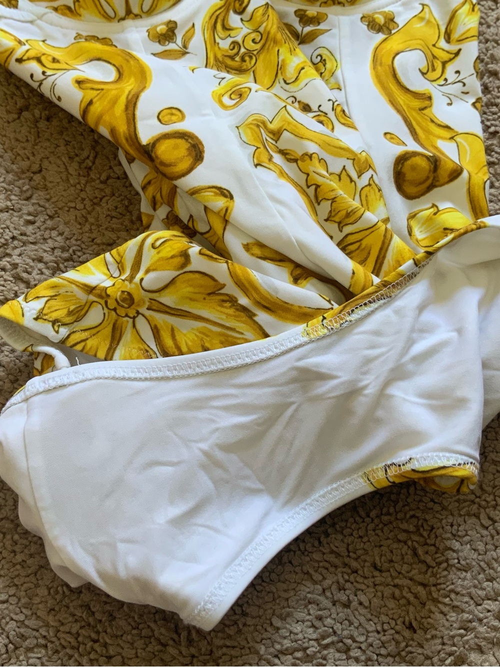 Dolce And Gabbana DG Gold Logo Majolica Printed Balconette One Piece Swim IT 1 - Picture 4 of 8